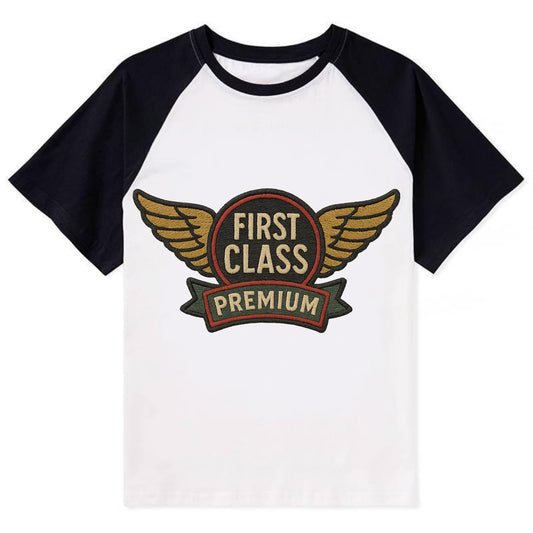 First Class Emblem  - Contrast Raglan T-shirt - Black