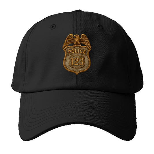 Police Badge  - Baseball Cap For Big Heads - Black