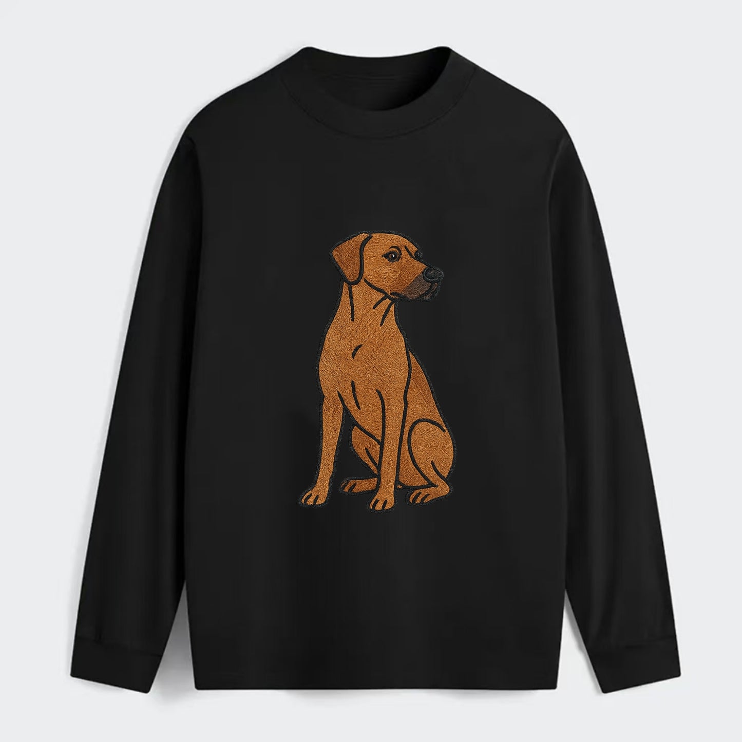 Rhodesian Ridgeback - Red wheaten embroidered pose - Classic Long Sleeve Shirt - Black