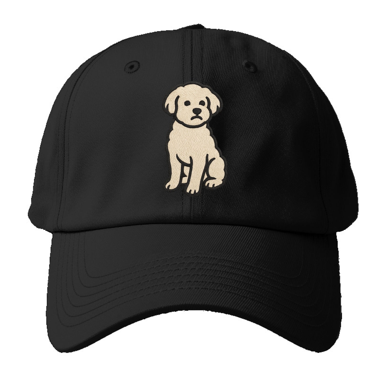 Maltipoo - White curly sitting pose - Ba Baseball Cap For Big Heads - Black