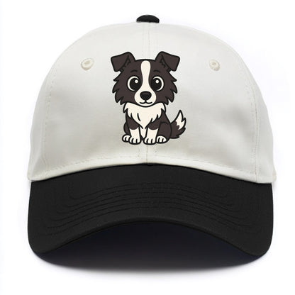 Border Collie - Intense stare sitting pose - Two Tone Cap - Black