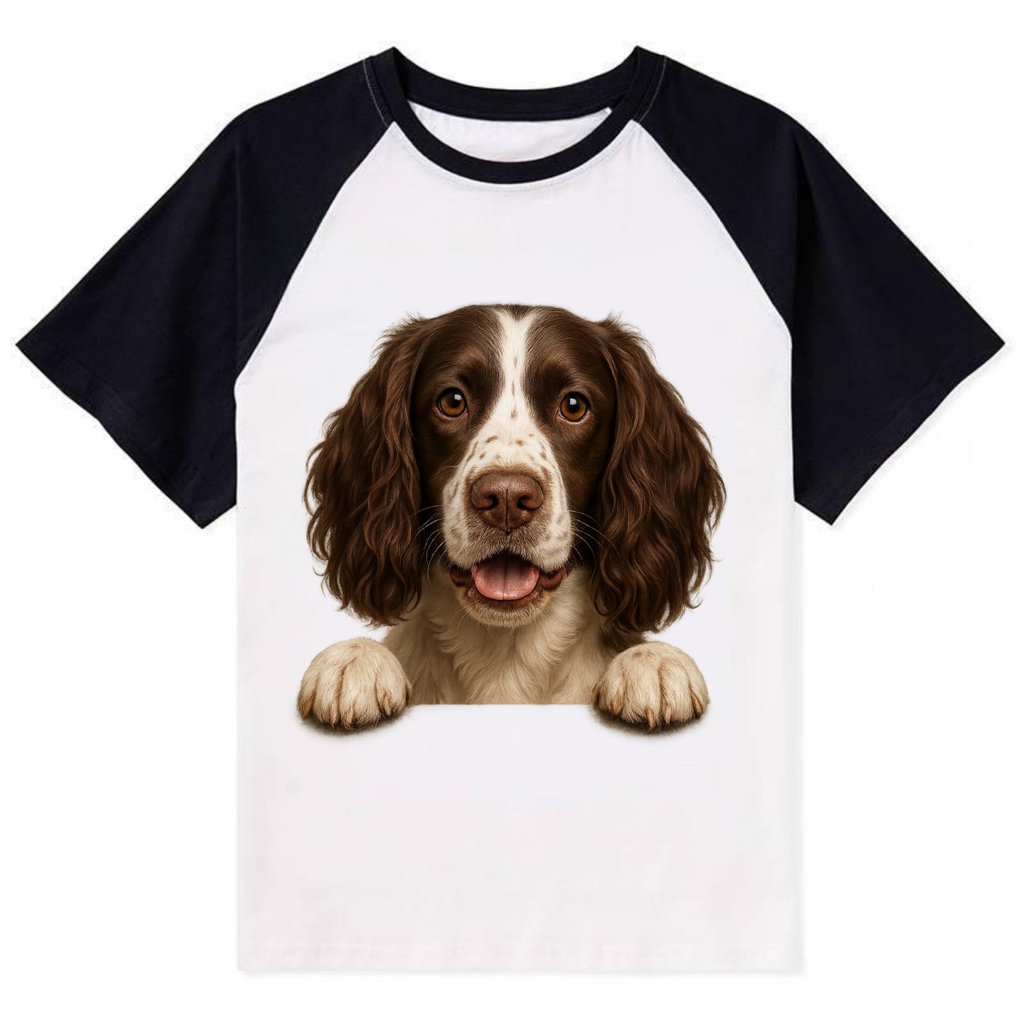 English Springer Spaniel  - Contrast Rag - Contrast Raglan T-shirt - Black