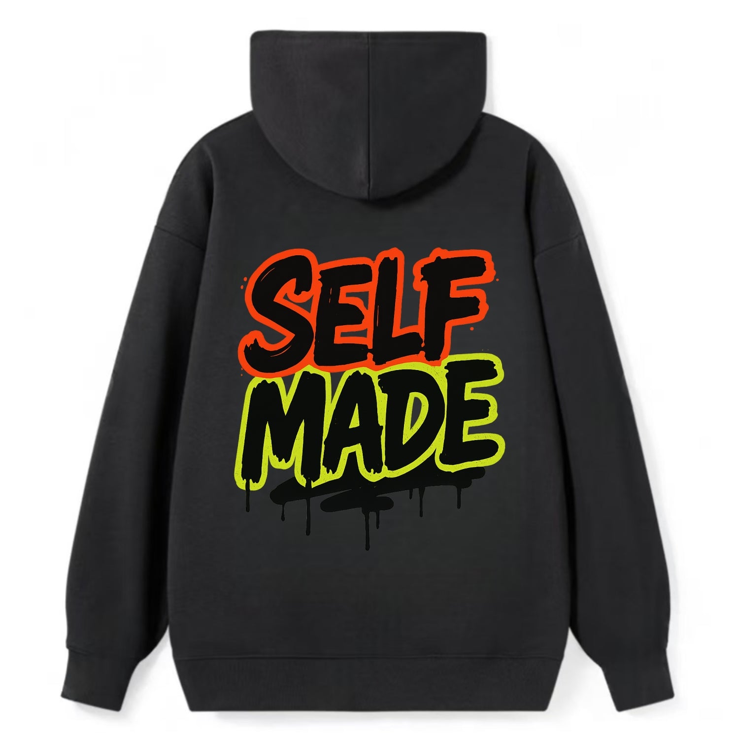 Bold typography design - "SELF MADE" - built from nothing, earned success - Classic Pullover Hoodie - Black