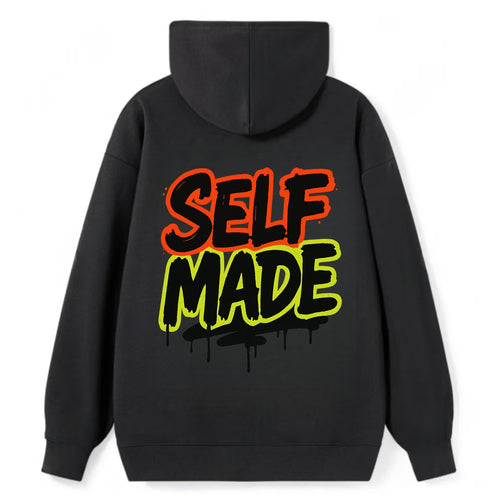 Bold typography design - SELF MADE - built from nothing, earned success - Classic Pullover Hoodie