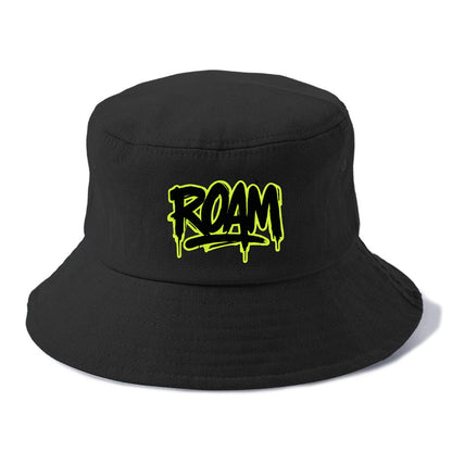 Bold typography design - "ROAM" - wander freely, no destination needed - Bucket Hat - Black