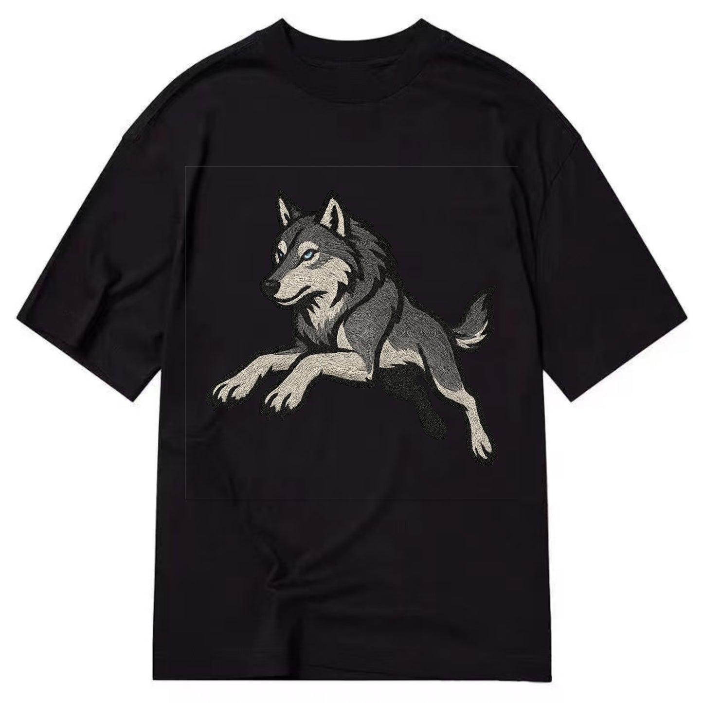 Wolf Leaping Action  - Classic T-shirt - Black
