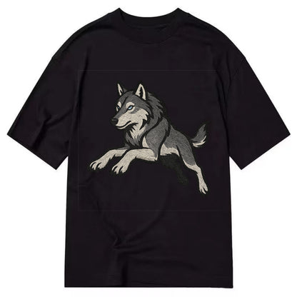 Wolf Leaping Action  - Classic T-shirt - Black