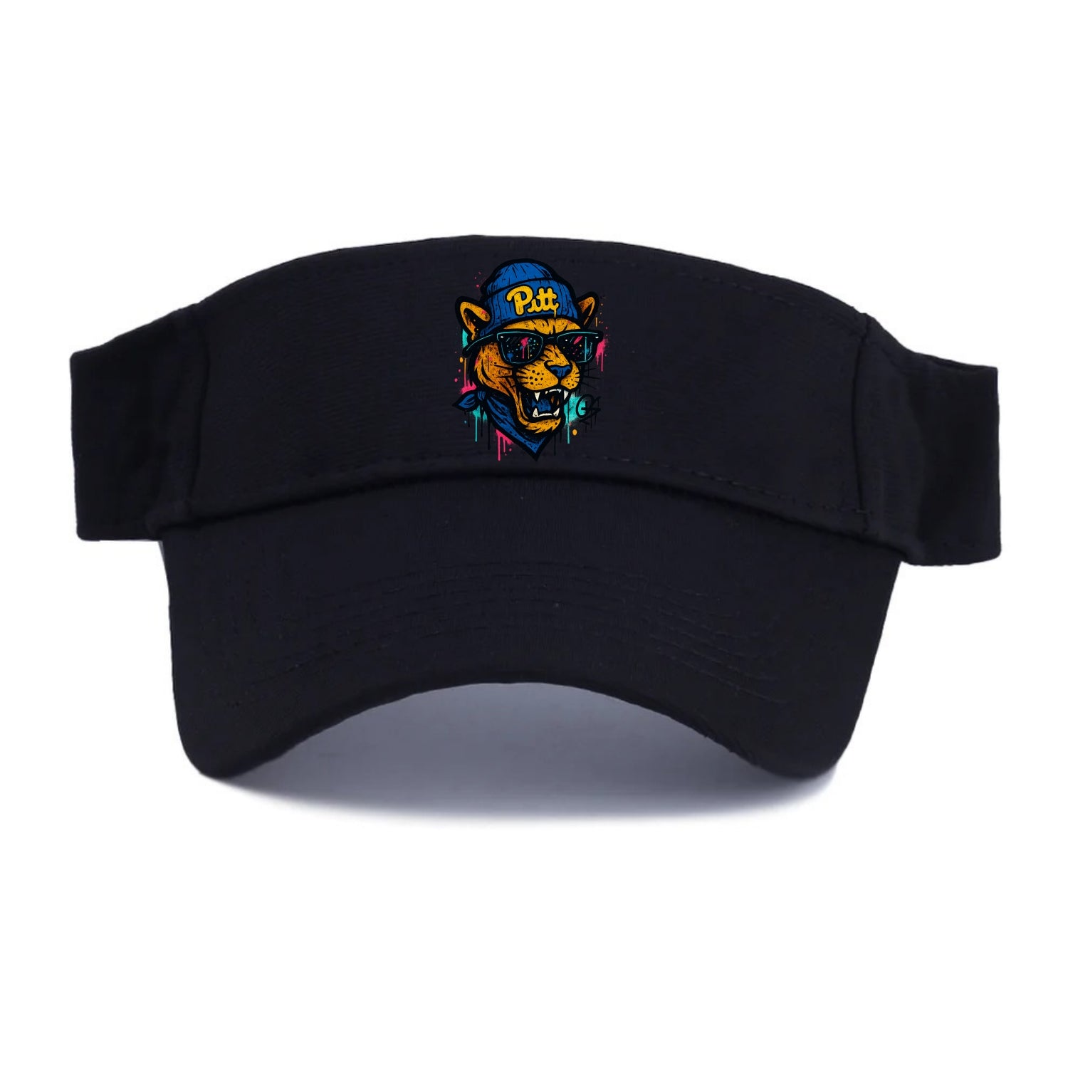 Pittsburgh Panther wearing Pitt beanie with script patch - Visor - Black
