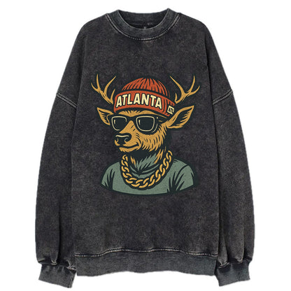 "deer" "atlanta" "atl" "red" "us South" - Vintage Sweatshirt - Black
