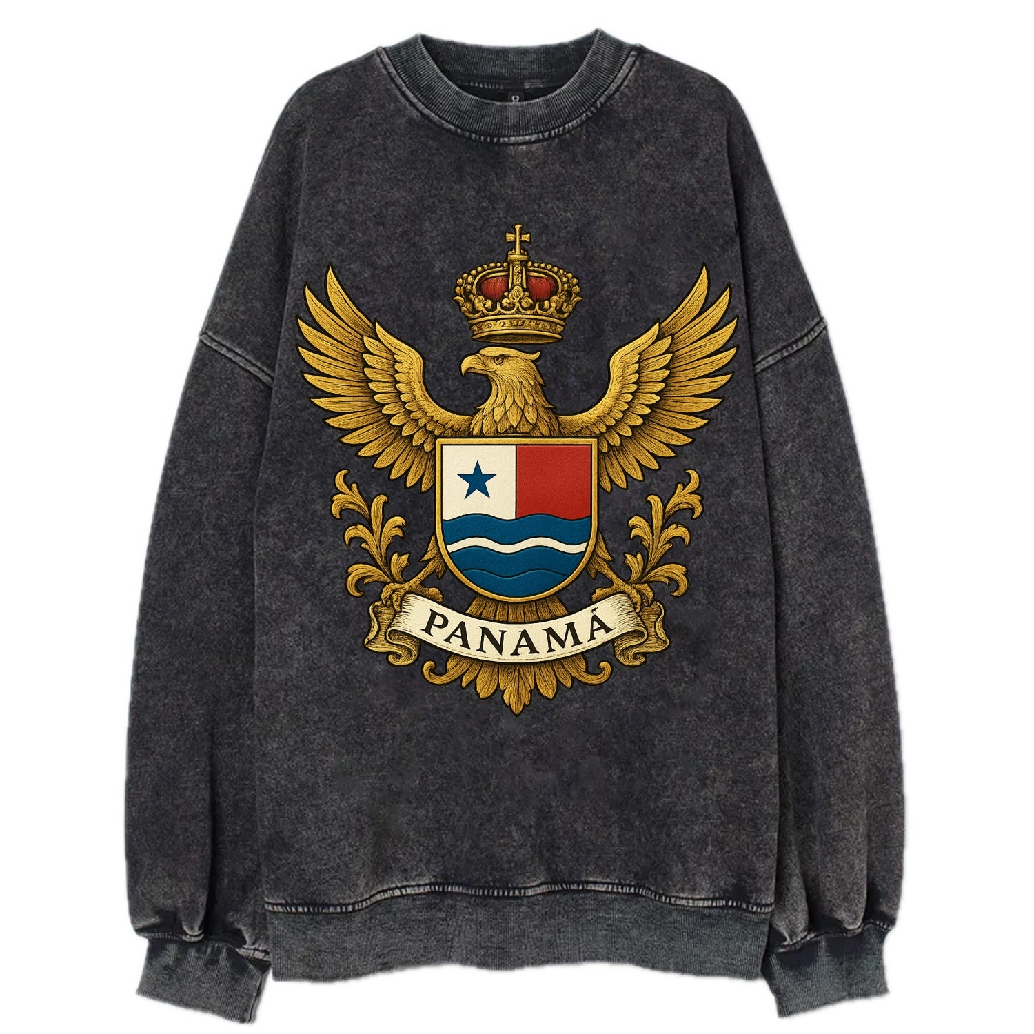 Panama Heritage Badge  - Vintage Sweatshirt - Black
