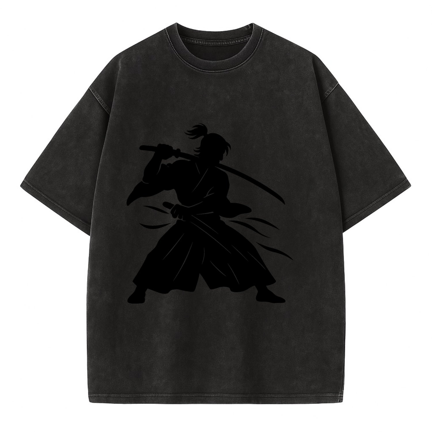 Japanese samurai sword draw - Vintage T-shirt - Black