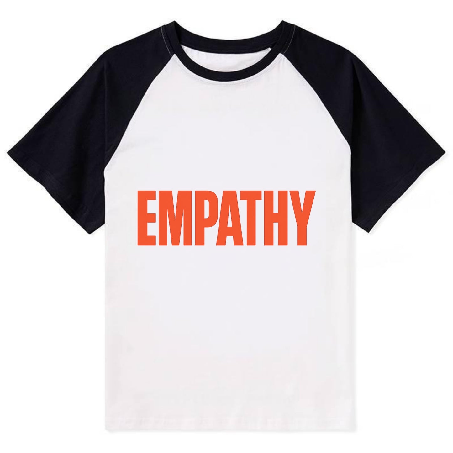 Bold typography design - "EMPATHY" - understanding others, emotional - Contrast Raglan T-shirt - Black