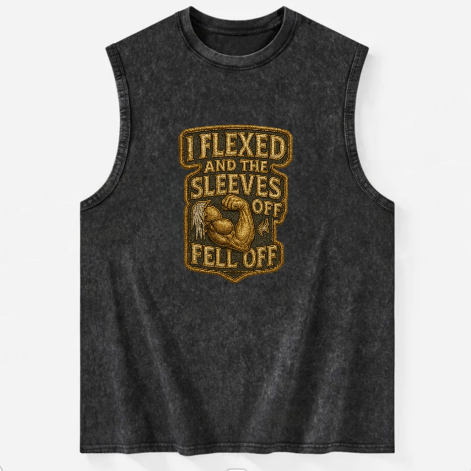 I Flexed and The Sleeves Fell Off  - Vintage Washed Tank - Black