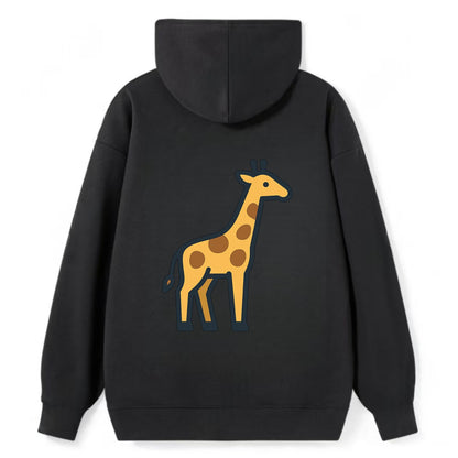 Giraffe - Yellow with brown patches flat side profile - Classic Pullover Hoodie - Black