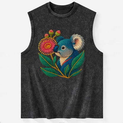 Koala Eucalyptus Bloom - Vintage Washed Tank - Black