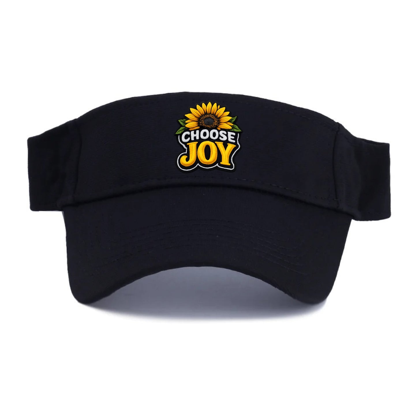 CHOOSE JOY - sunflower with text in yellow , happiness choice - Visor - Black