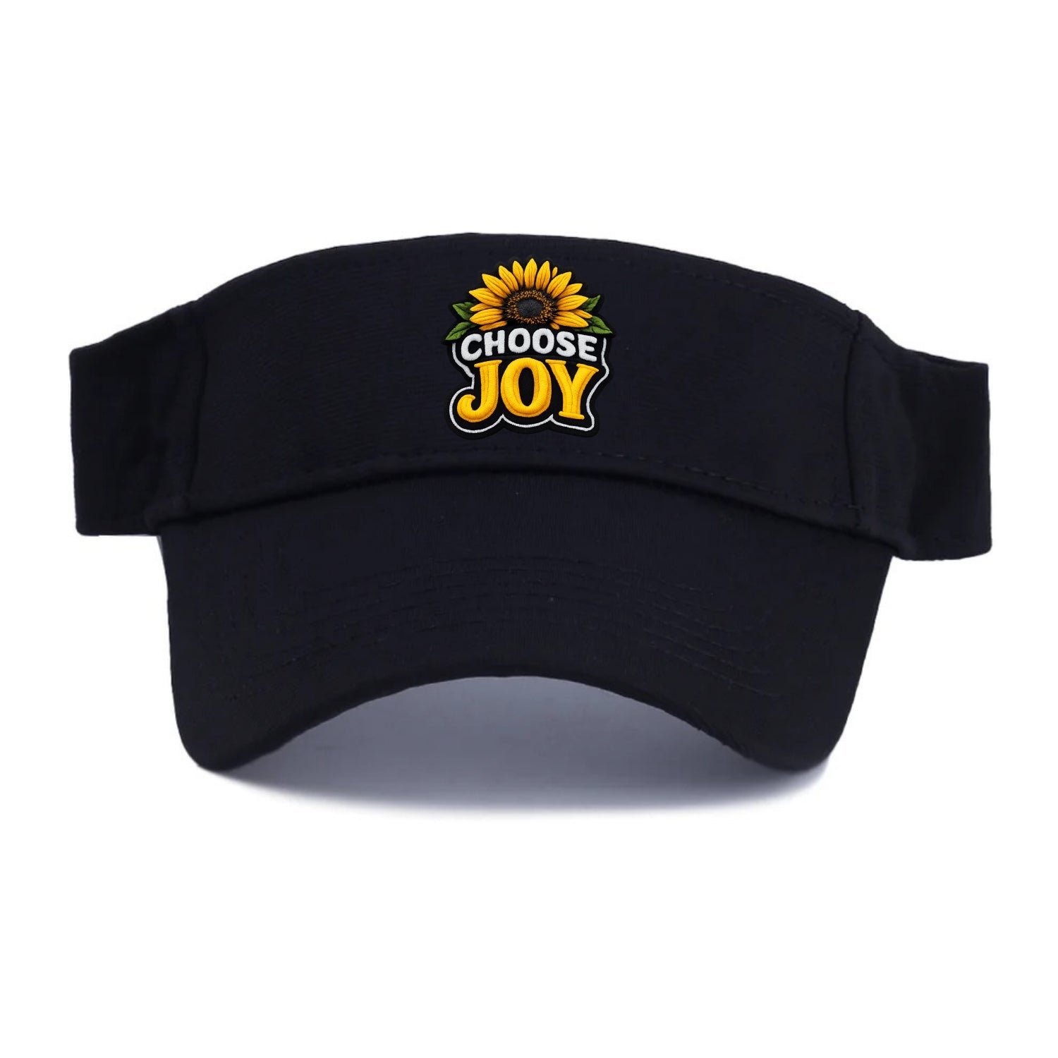 CHOOSE JOY - sunflower with text in yellow , happiness choice - Visor - Black