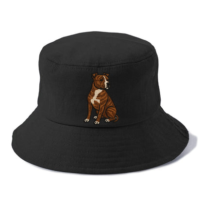 American Staffordshire Terrier - Brindle embroidered pose - Bucket Hat - Black