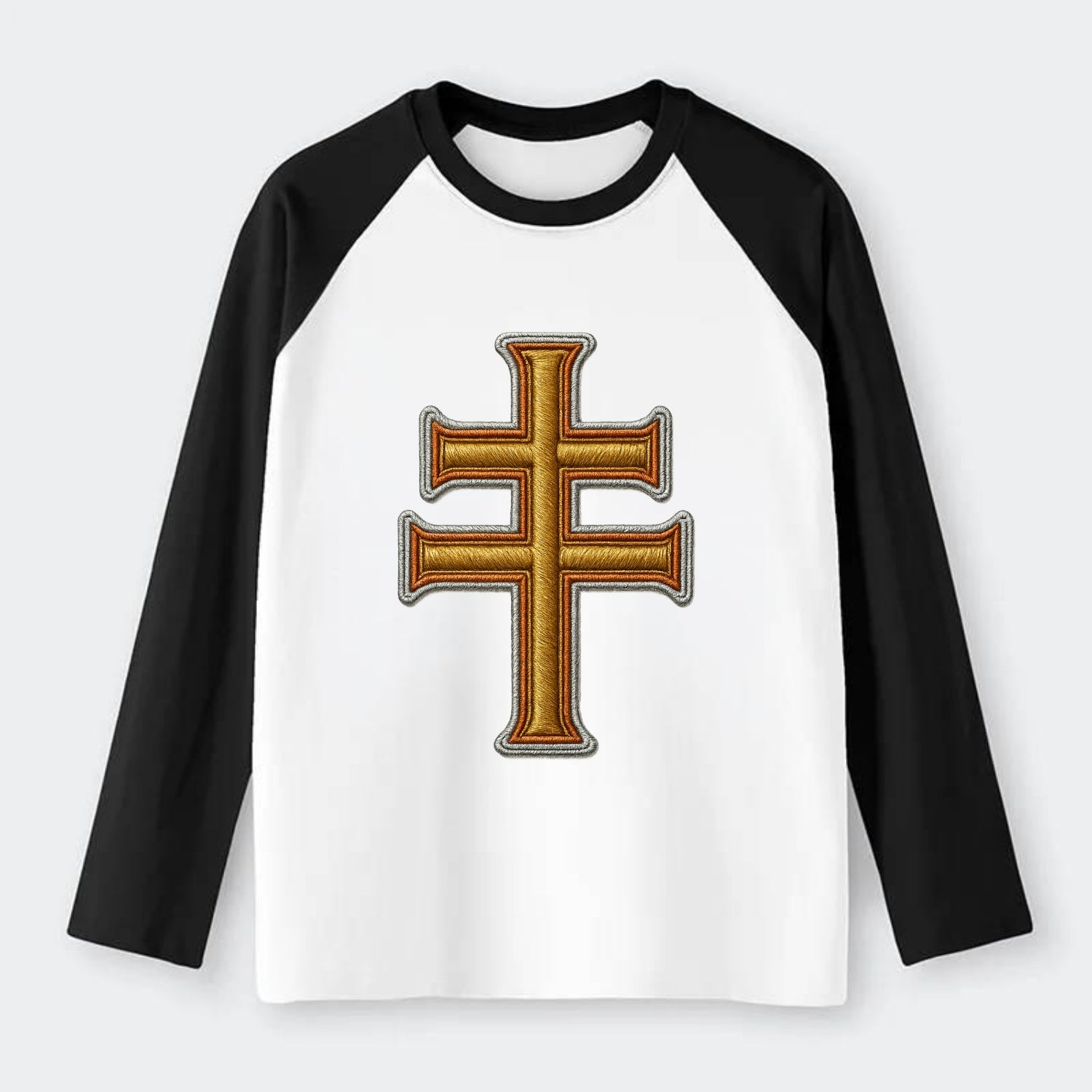 Patriarchal Cross - Raglan Long Sleeve T-Shirt - Black