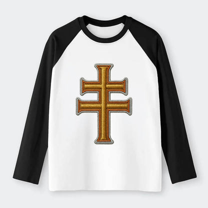 Patriarchal Cross - Raglan Long Sleeve T-Shirt - Black