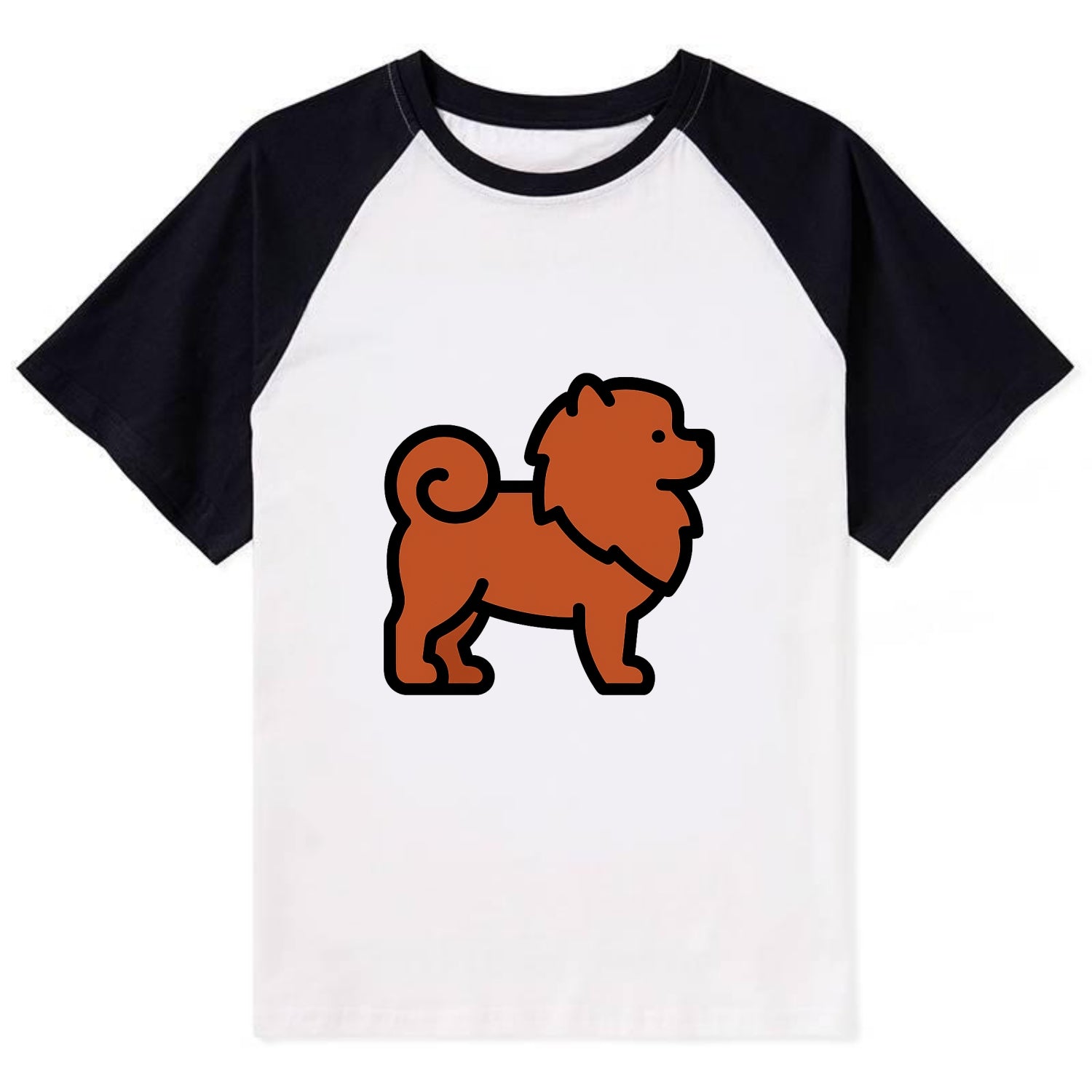 Chow Chow - Red fluffy flat side profile - Contrast Raglan T-shirt - Black