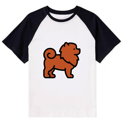 Chow Chow - Red fluffy flat side profile - Contrast Raglan T-shirt - Black