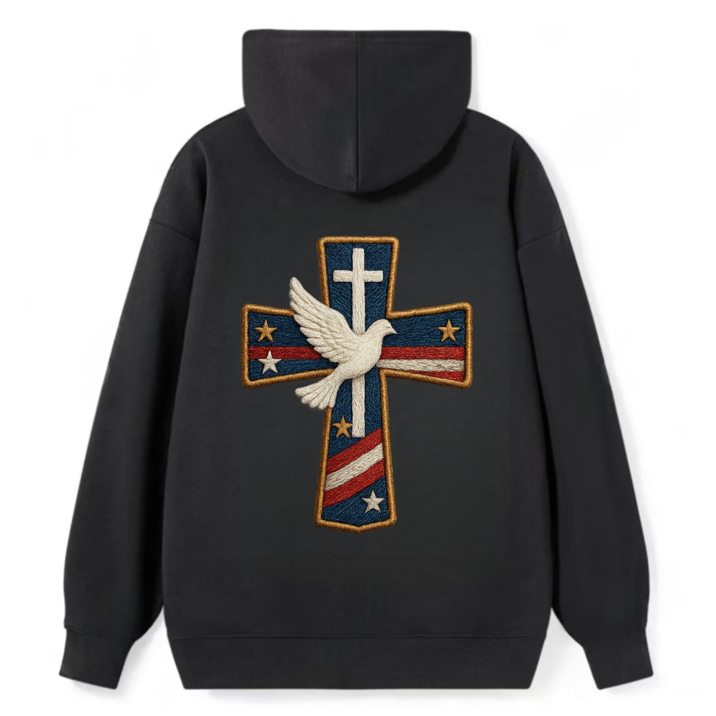 Dove and Cross  - Classic Pullover Hoodie - Black