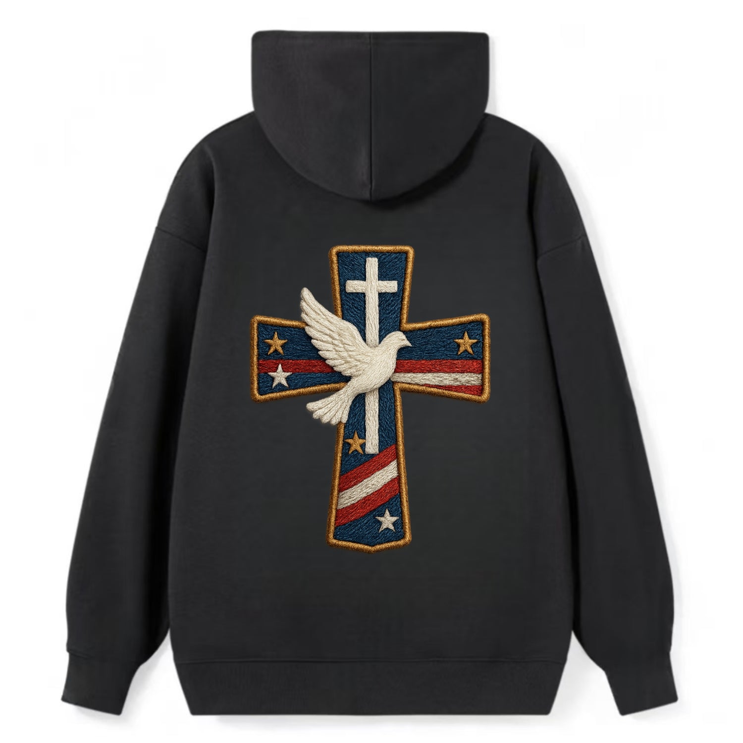 Dove and Cross  - Classic Pullover Hoodie - Black