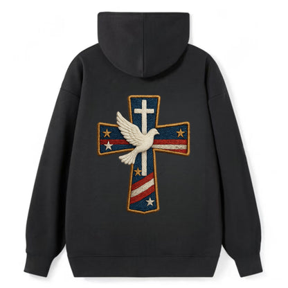 Dove and Cross  - Classic Pullover Hoodie - Black