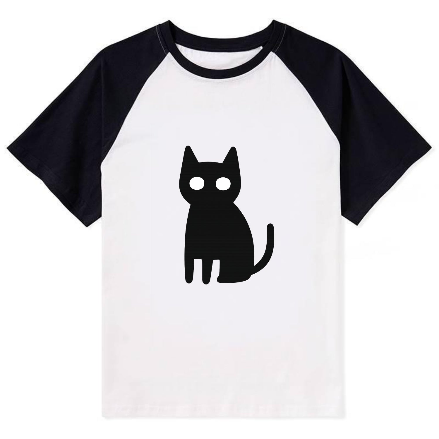 YOU MUST EMBRACE THE VOID | Black cat st - Contrast Raglan T-shirt - Black