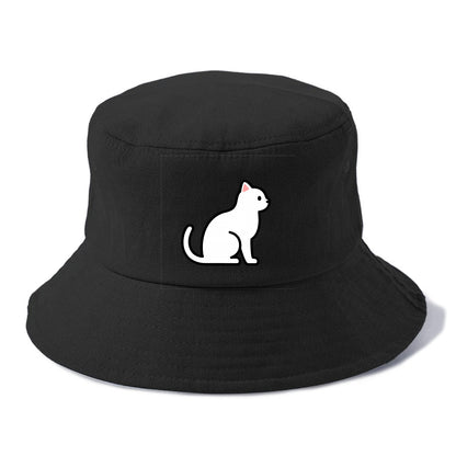 Domestic Shorthair - White classic flat side profile - Bucket Hat - Black