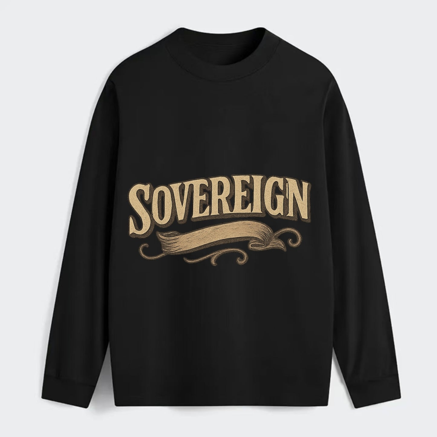 Bold typography design - "SOVEREIGN" - self-ruled, autonomous, in - Classic Long Sleeve Shirt - Black