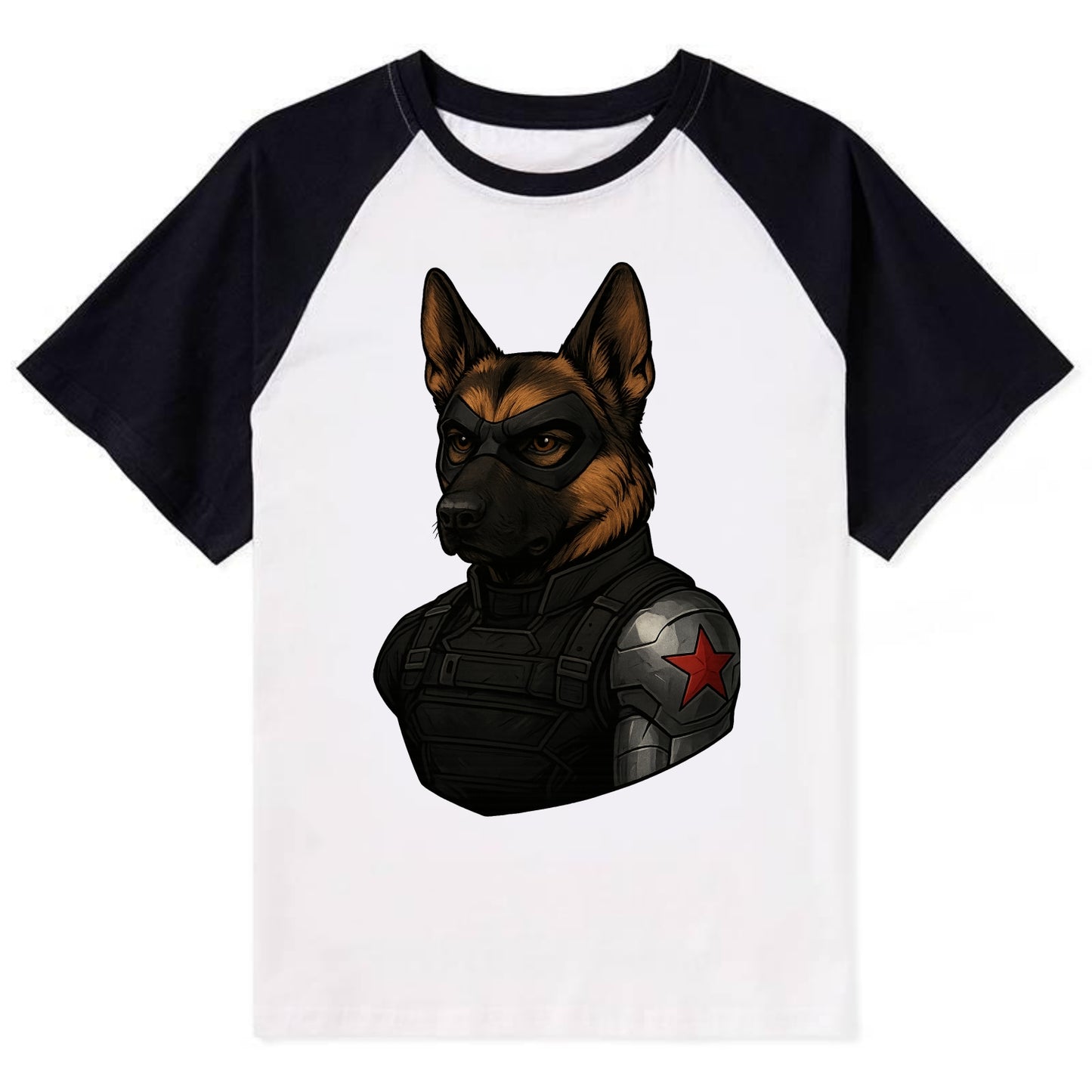 German Shepherd Winter Soldier  - Contra - Contrast Raglan T-shirt - Black