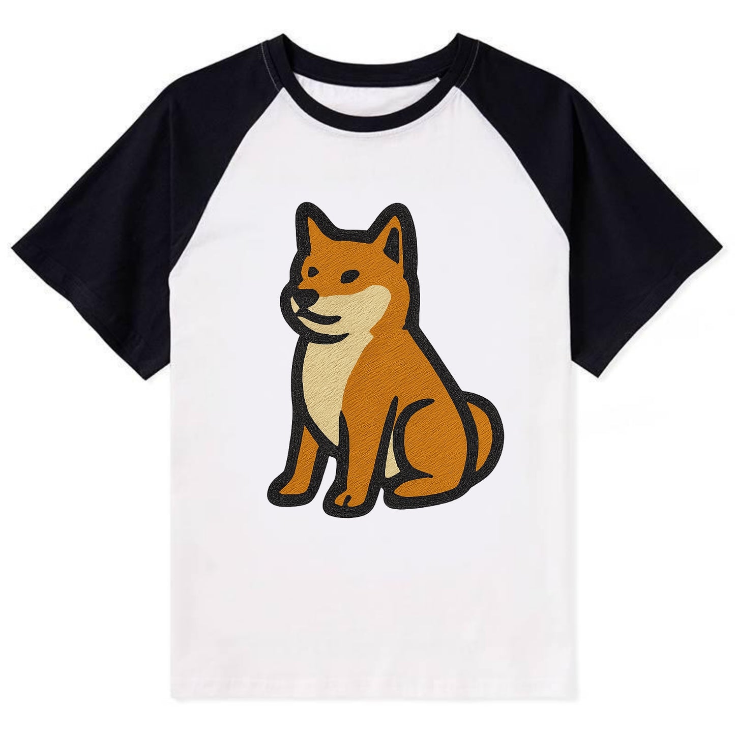 Shiba Inu - Red colored sitting pose - C Contrast Raglan T-shirt - Black