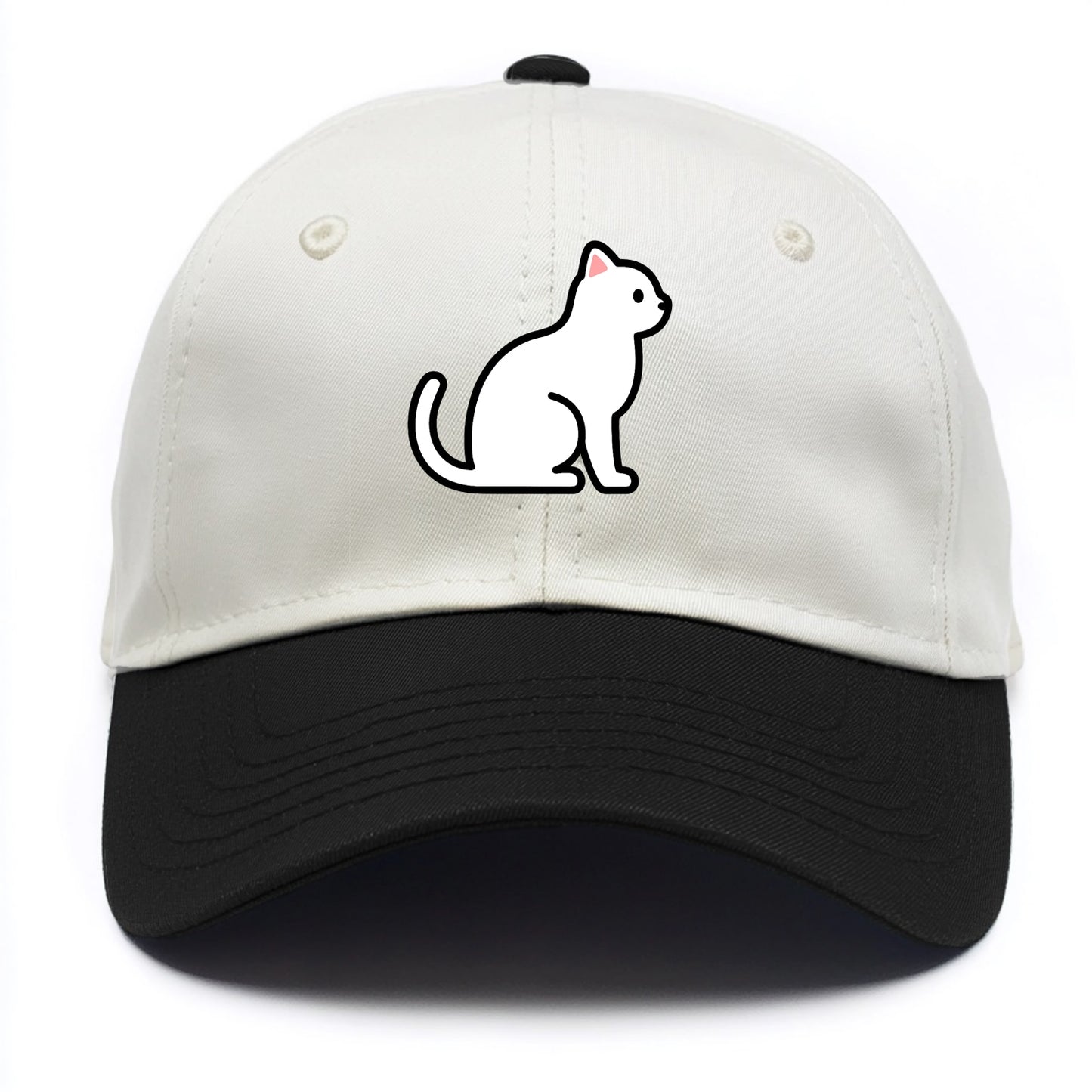 Domestic Shorthair - White classic flat side profile - Two Tone Cap - Black