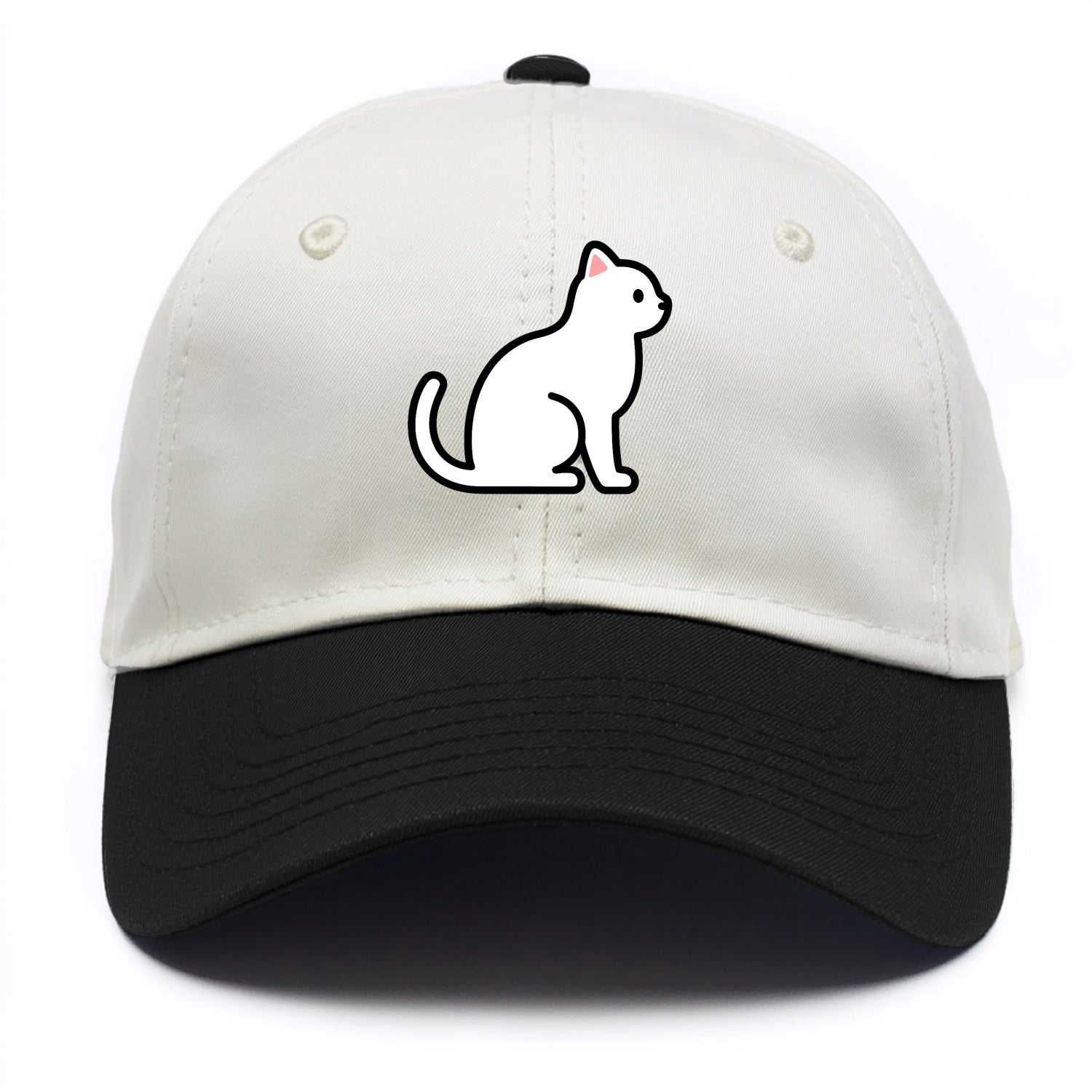 Domestic Shorthair - White classic flat side profile - Two Tone Cap - Black