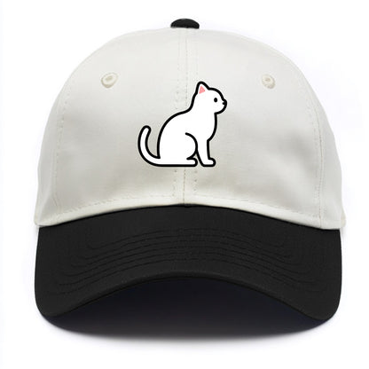 Domestic Shorthair - White classic flat side profile - Two Tone Cap - Black