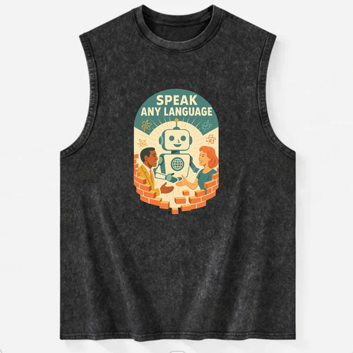 Language learning AI breaking down barriers - Speak Any Language - - Vintage Washed Tank