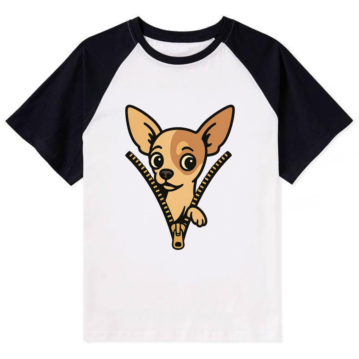 Chihuahua - Contrast Raglan T-shirt - Black