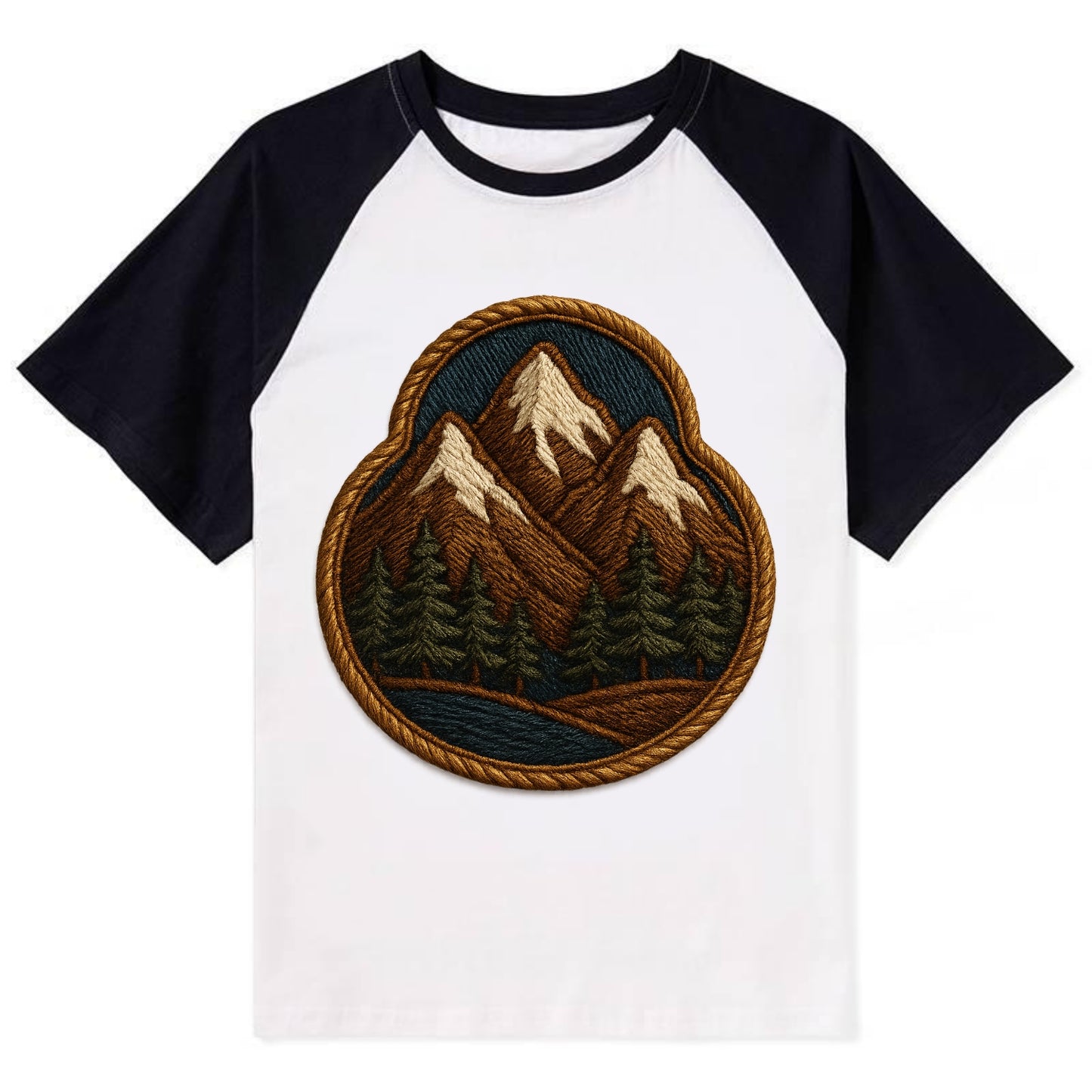 Mountain Range  - Contrast Raglan T-shirt - Black