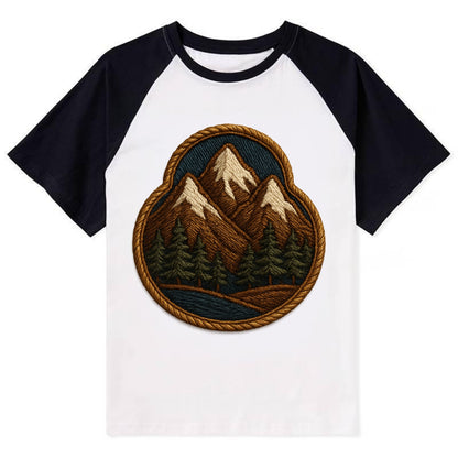 Mountain Range  - Contrast Raglan T-shirt - Black
