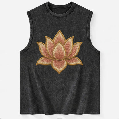 Lotus Flower - Vintage Washed Tank - Black