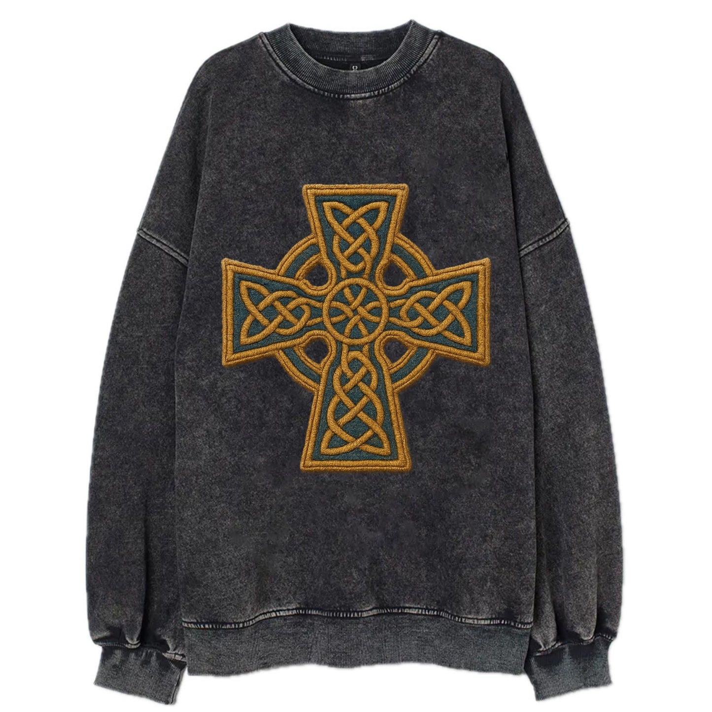Book Of Kells Cross - Vintage Sweatshirt - Black