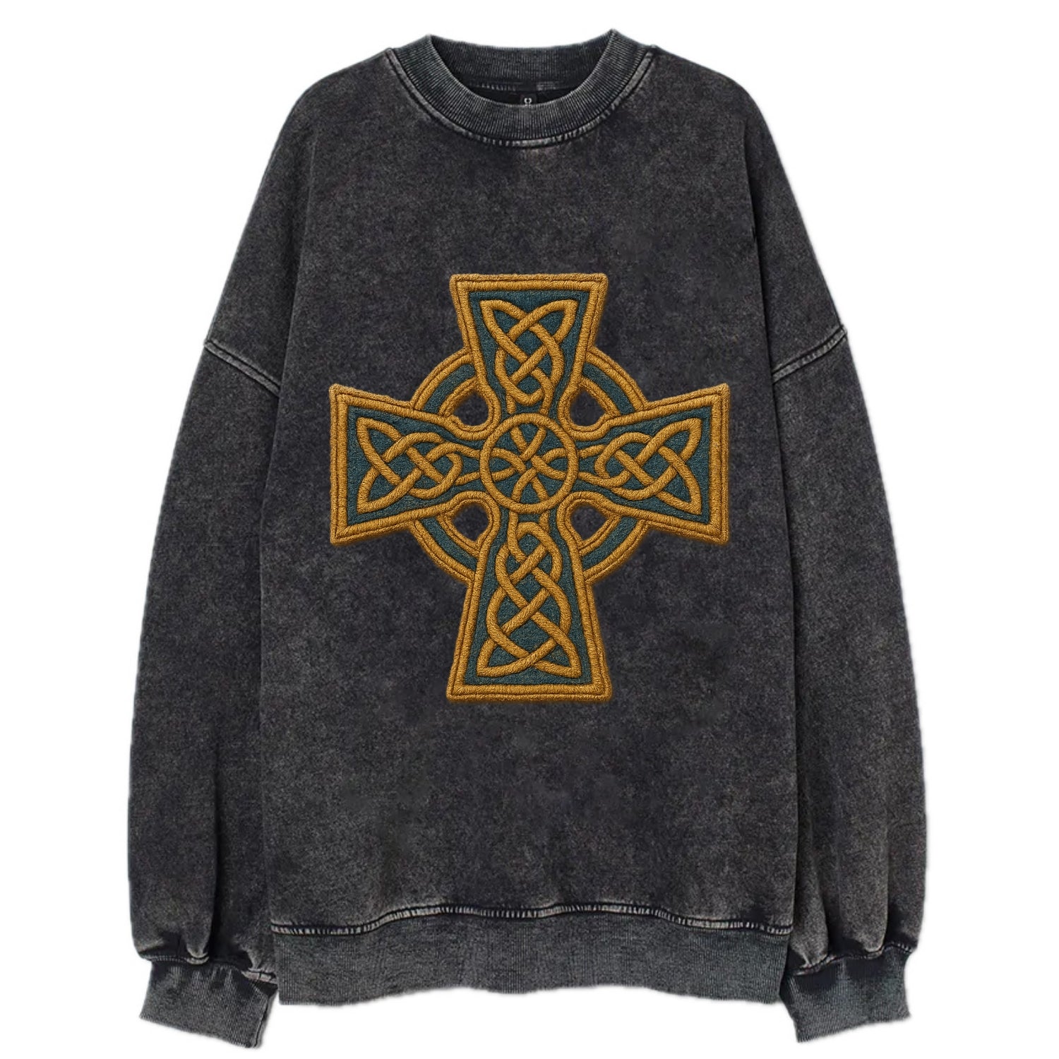 Book Of Kells Cross - Vintage Sweatshirt - Black
