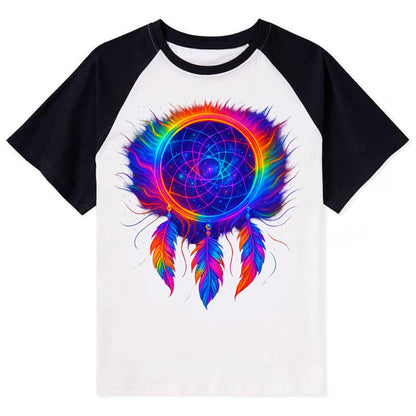Dream Catcher Universe - Cosmic dreamcat - Contrast Raglan T-shirt - Black