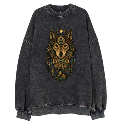 Tattoo Wolf Flash  - Vintage Sweatshirt - Black
