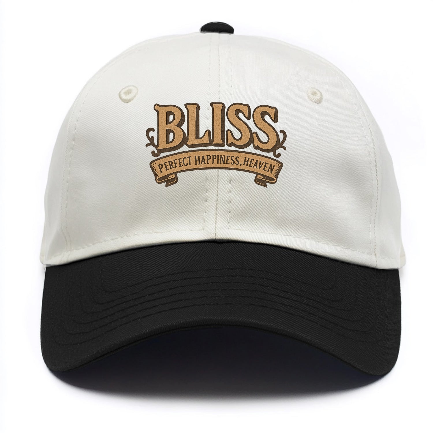 Bold typography design - "BLISS" - perfect happiness, heaven - Two Tone Cap - Black