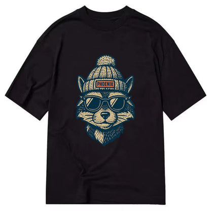 Arizona Ringtail wearing Phoenix beanie with pom pom and wayfarer sunglasses - Classic T-shirt - Black