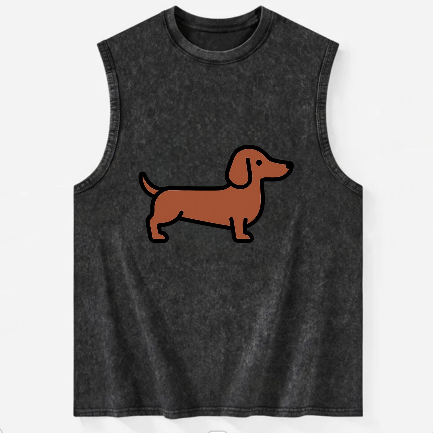 Dachshund - Red/brown smooth flat side profile - Vintage Washed Tank - Black