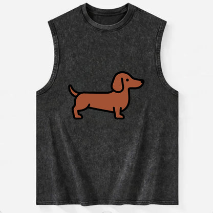 Dachshund - Red/brown smooth flat side profile - Vintage Washed Tank - Black